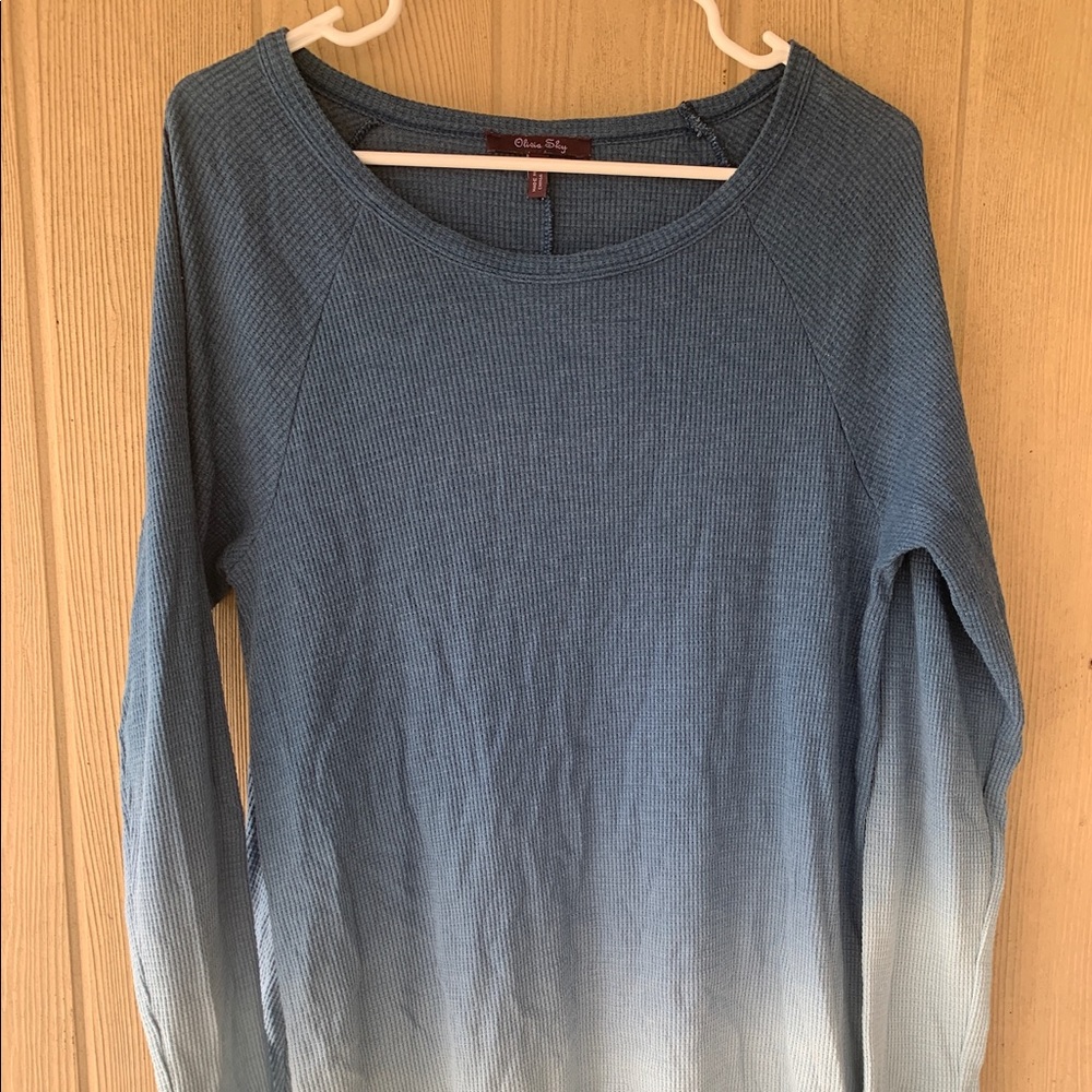 Olivia Sky Blue White Ombré Thermal Long Sleeve